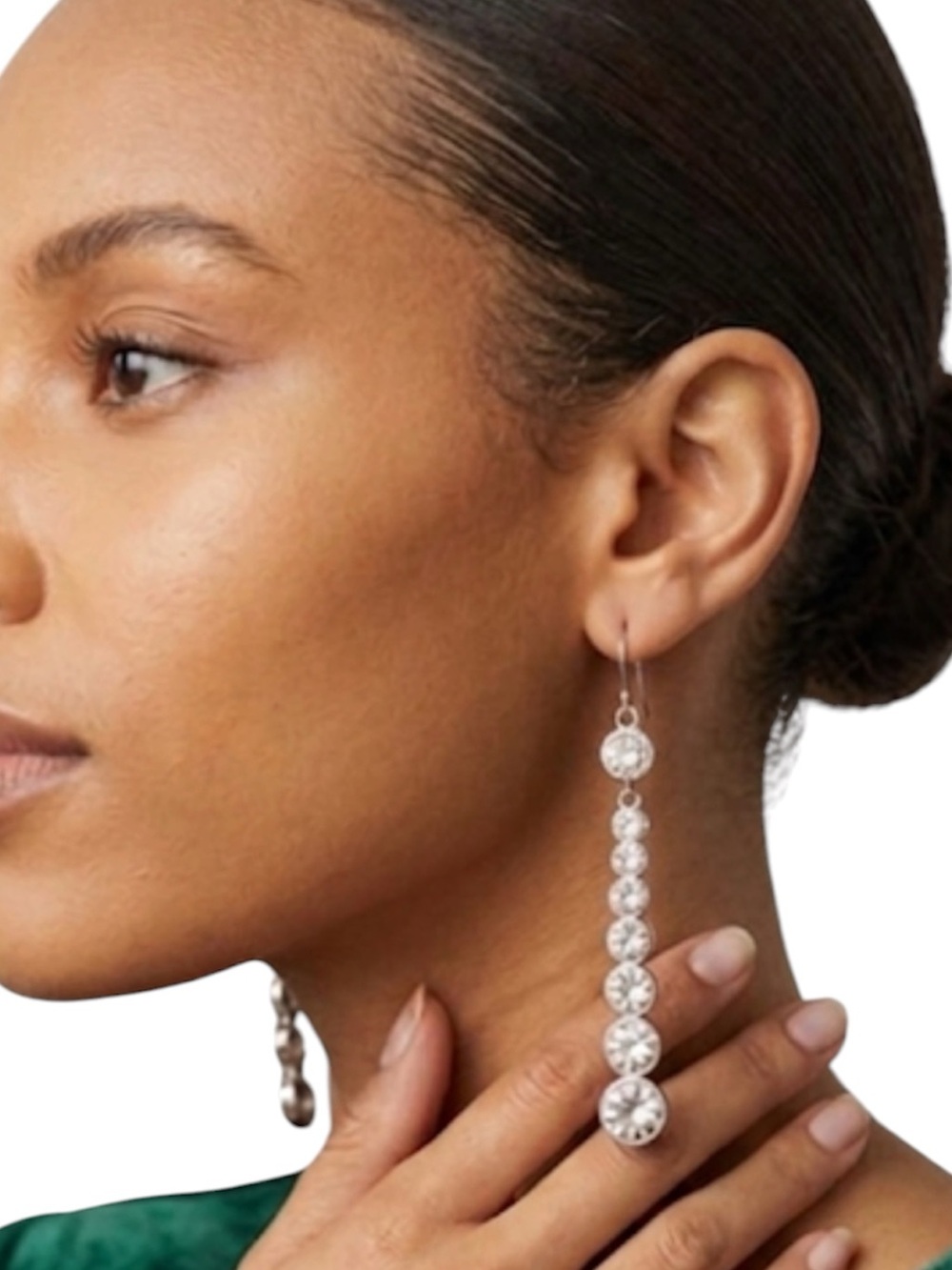 Givenchy Silver Crystal Rhinestone Graduated Bezel Drop Dangle Earrings 2.5”
CC